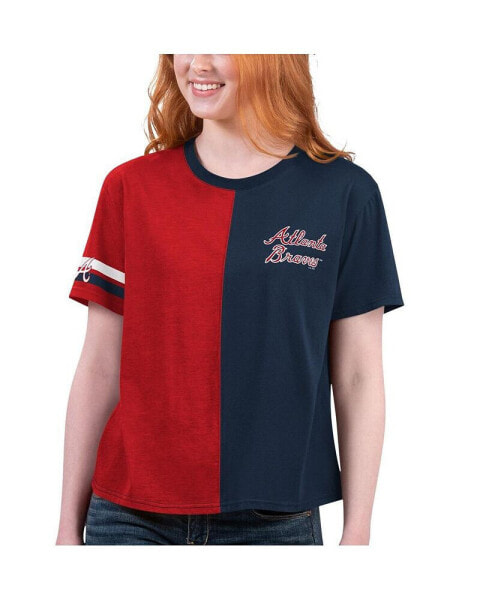 Women's Navy, Red Atlanta Braves Power Move T-shirt