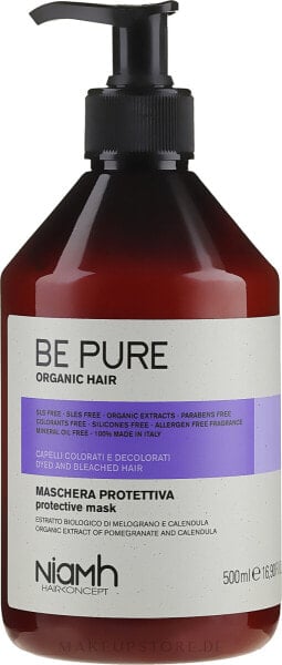 Schützende Haarmaske mit Granatapfel- und Ringelblumenextrakt - Niamh Hairconcept Be Pure Protective Mask 500 ml