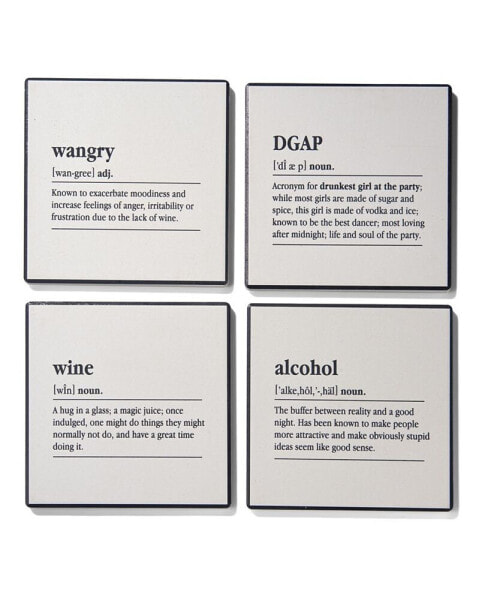 4.25'' D Definitions Ceramic Coasters Set, 4 Piece