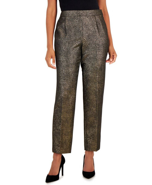 Petite Slim-Fit Metallic Pants