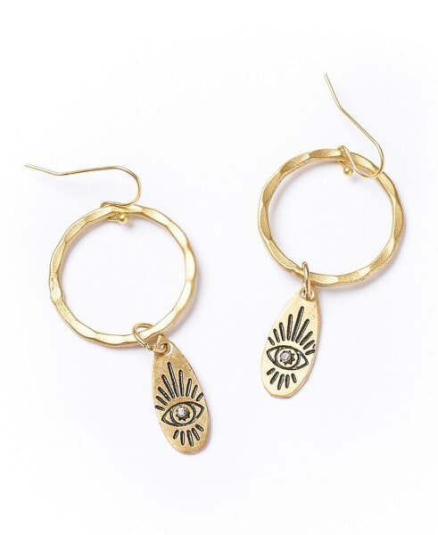 Ruchi Evil Eye Charm Gold Hoop Earrings