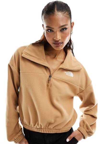 The North Face Glacier wide neck boxy 1/4 zip fleece in beige Exclusive at ASOS