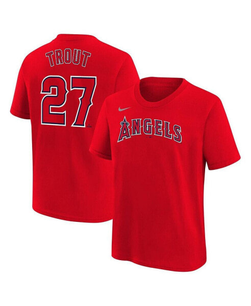 Big Boys Mike Trout Red Los Angeles Angels Home Player Name and Number T-Shirt