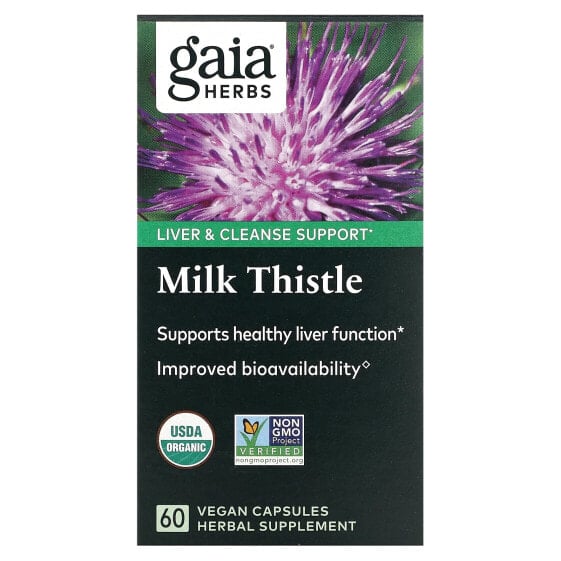 Продукт для здоровья печени Gaia Herbs Расторопша, 60 веганских капсул