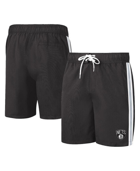 Men's Black, Gray Brooklyn Nets Sand Beach Volley Swim Shorts