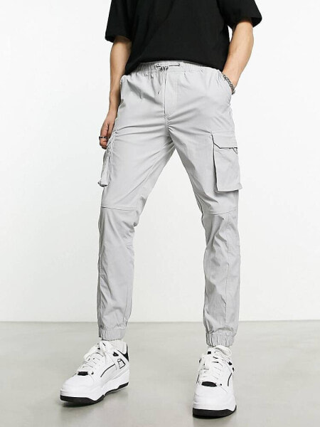 Jack & Jones intelligence technical cargo trouser in grey 