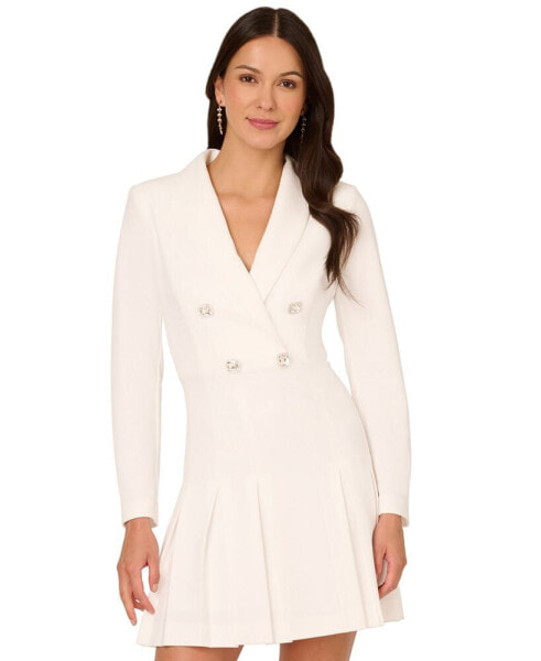 Women's Embellished-Button Tuxedo Dress