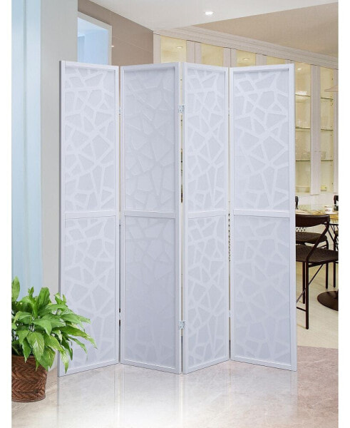 Giyano 4 Panel Screen Room Divider, White