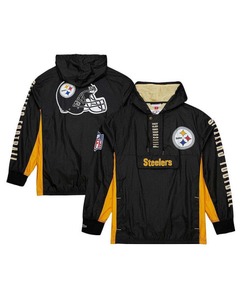 Men's Black Distressed Pittsburgh Steelers Team OG 2.0 Anorak Vintage-Like Logo Quarter-Zip Windbreaker Jacket