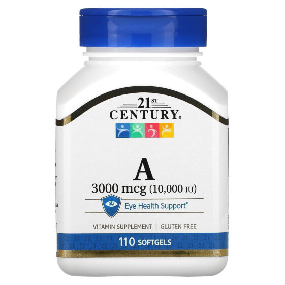 Витамины 21st Century Витамин А, 3,000 мкг (10,000 МЕ), 110 капсул