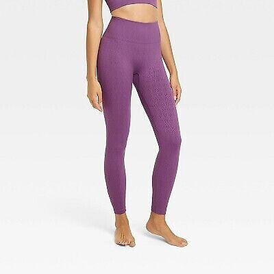 Women's High-Rise Textured Seamless 7/8 Leggings - JoyLab Berry Purple XS