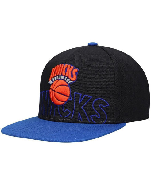 Men's Black, Blue New York Knicks Hardwood Classics Low Big Face Snapback Hat