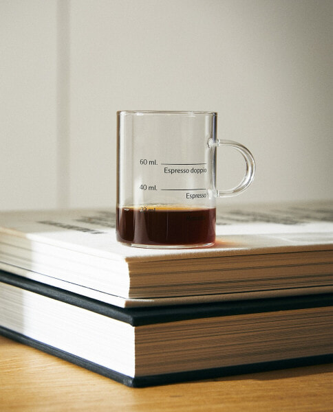Borosilicate glass mug with transfer