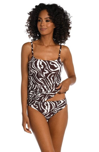 La Blanca Women's Lingerie Strap Tankini Swimsuit Top, Java//Fierce Lines, 10