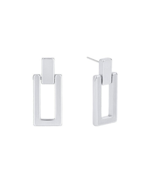 18K Gold Plated or Silver Plated Rectangle Post Drop Earring