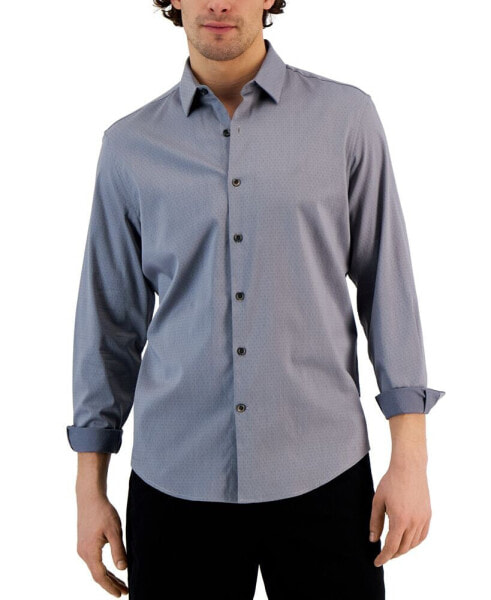 Men's Modern Classic-Fit Stretch Dot Dobby Button-Down Shirt, Created for Macy's