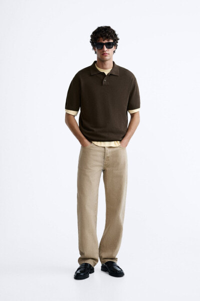 Textured knit polo shirt