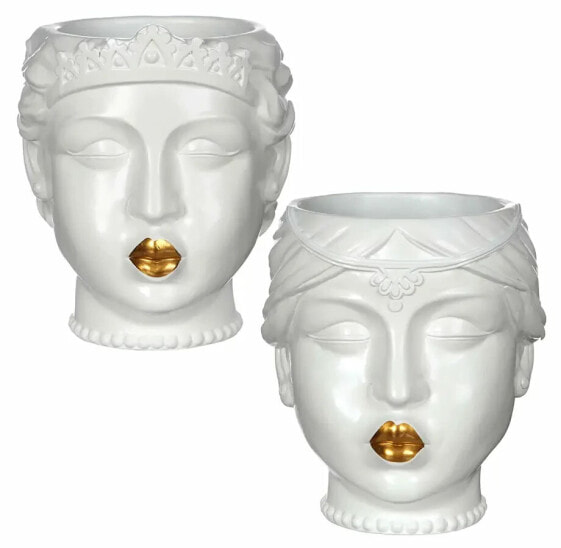 Горшок с аксессуарами для цветов Flowforia Topf Queen белый с золотыми губами