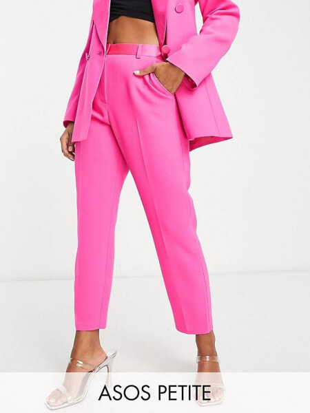 ASOS DESIGN Petite tux cigarette trouser in bright pink