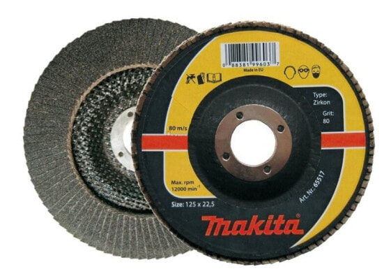 MAKITA ŚCIERNICA LISTKOWA ZIRKON 125x22,23mm P 80 METAL, STAL NIERDZEWNA