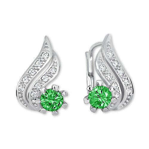 Beautiful earrings in white gold with green zircons 239 001 00529 0700800