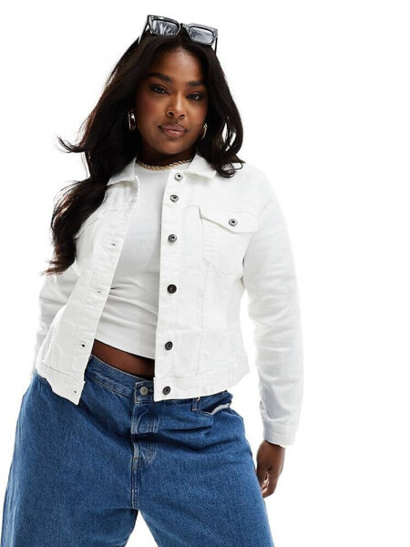 ONLY Curve denim jacket in white