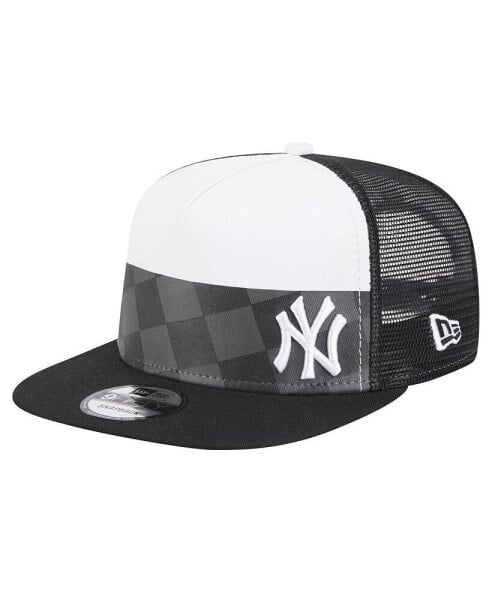 Men's Black New York Yankees Checkmate Trucker 9FIFTY Snapback Hat