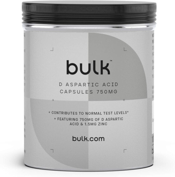 Bulk D-Aspartic Acid Capsules, 750 mg, 120 Capsules, 40 Servings