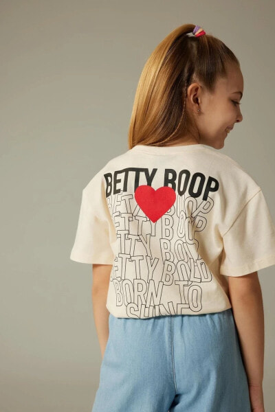 Kız Çocuk Betty Boop Relax Fit Kısa Kollu Tişört Z8822a623sm