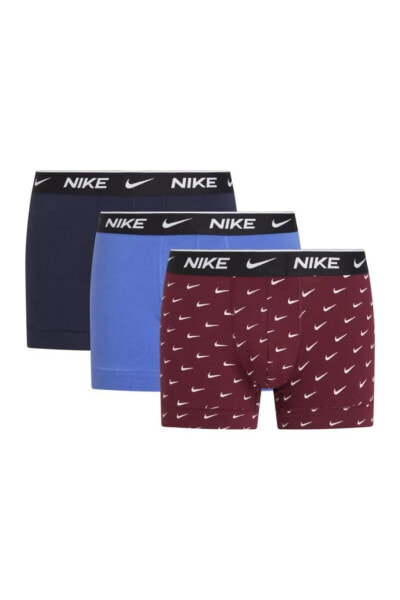Трусы мужские Nike Trunk 3PK Boxer BEETROOT SWOOSH/COMET BLUE/OBSIDIAN