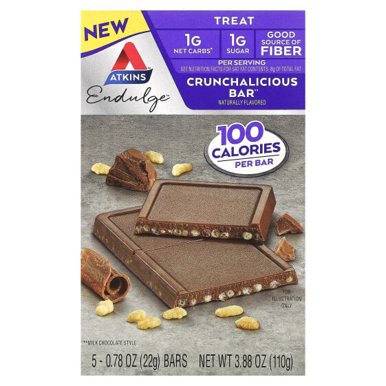 Батончик шоколадный Crunchalicious Bar Atkins, 5 шт по 0.78 унций (22 г) каждый