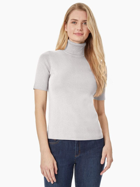 Petite Short-Sleeve Mockneck Sweater