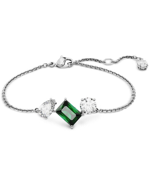 Rhodium-Plated Mixed Crystal Link Bracelet