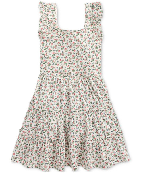 Toddler and Little Girls Floral Ruffled Cotton Jersey Dress