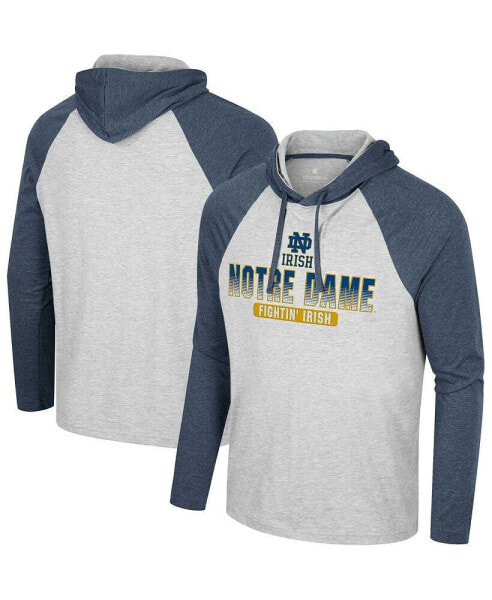 Men's Heather Gray Notre Dame Fighting Irish Hasta La Vista Raglan Hoodie Long Sleeve T-shirt