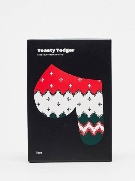 Typo toasty todger in red and green fairisle knit