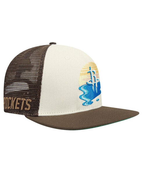 Men's Cream/Brown Houston Rockets Glint Sunset Snapback Hat