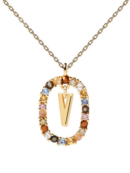 Beautiful gold plated necklace letter "V" LETTERS CO01-281-U (chain, pendant)