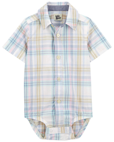 Baby Plaid Button-Front Bodysuit 12M