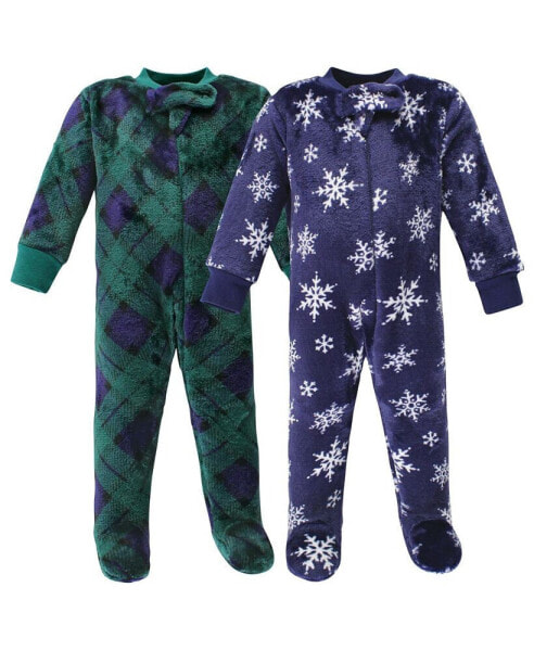 Baby Boys h Sleep and Play one piece, Navy Snowflake