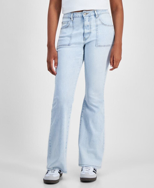 Juniors' Flare-Leg Utility Pocket Jeans