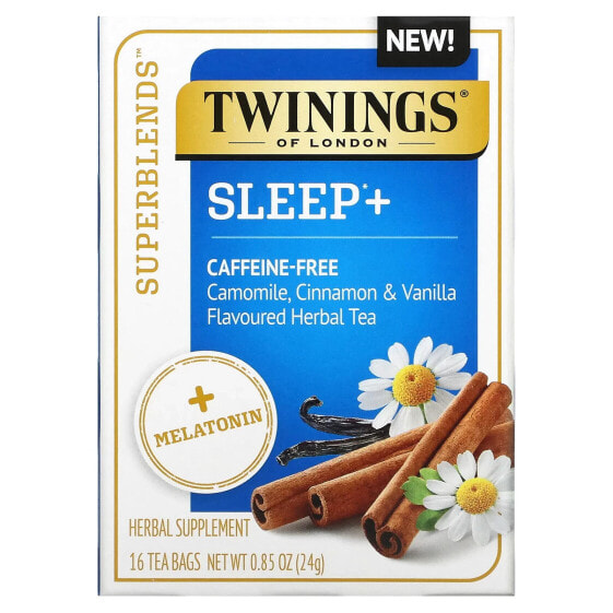 Чаи травяные с мелиссой, ромашкой и мятой Twinings Sleep+ 16 шт, без кофеина 24 г