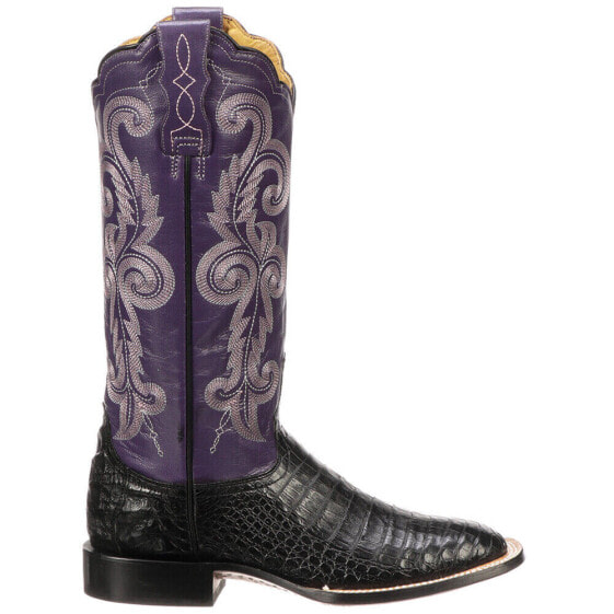 Lucchese Annalyn Crocodile Embroidery Square Toe Cowboy Womens Black, Purple Ca