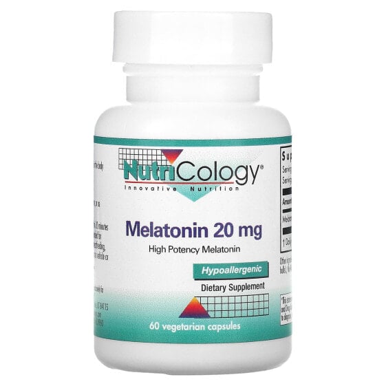 Melatonin, High Potency, 20 mg, 60 Vegetarian Capsules