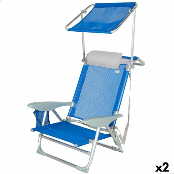 Пляжный стул Aktive Синий 47 x 67 x 43 cm (2 штук)
