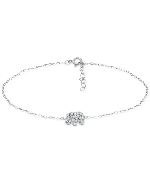Cubic Zirconia Graduated Elephant Chain Link Ankle Bracelet in Sterling Silver, Created for Macy's