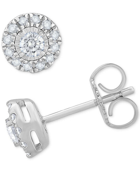 Diamond Halo Stud Earrings (1/4 ct. t.w.) in 14k White Gold or 14k Gold