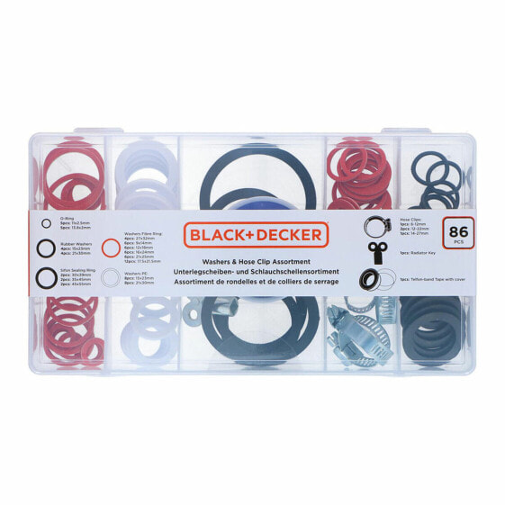 Набор прокладок, шайб и зажимов Black & Decker 86 Предметы