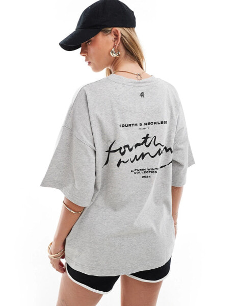 4th & Reckless fourth studios logo runway back print t-shirt in grey