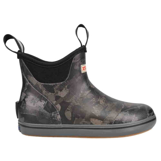 Xtratuf Ankle Deck Camo 6 Inch Pull On Womens Black Casual Boots XWAB-002